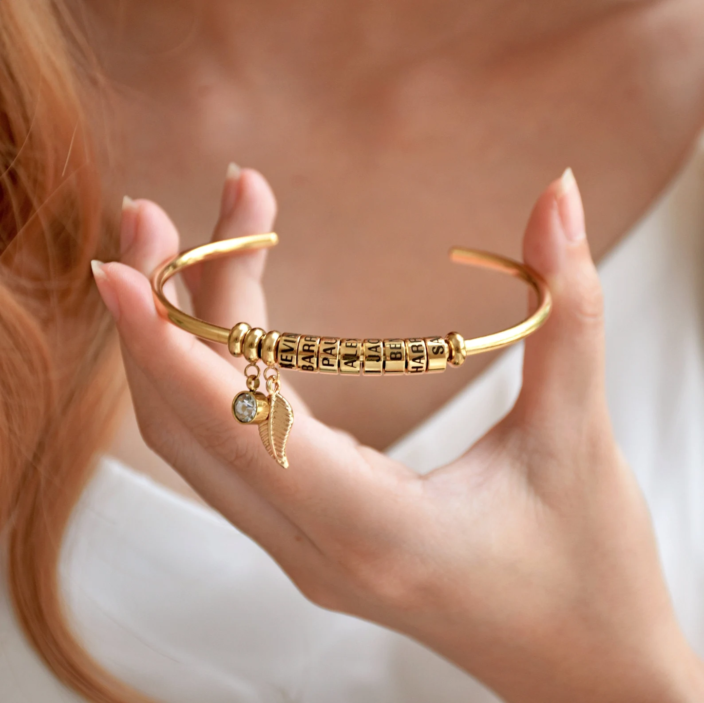 Kaeli Personalized Birthstone Name Open C Bracelet