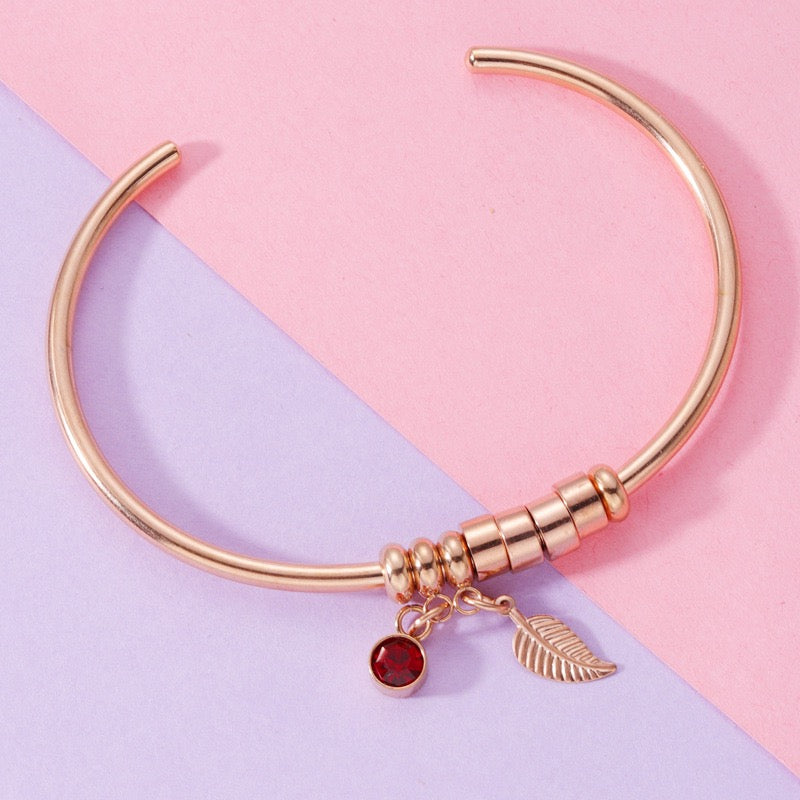 Kaeli Personalized Birthstone Name Open C Bracelet