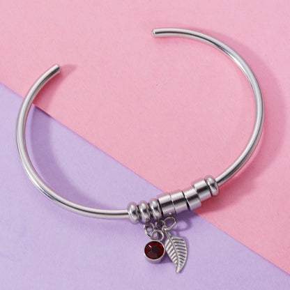 Kaeli Personalized Birthstone Name Open C Bracelet